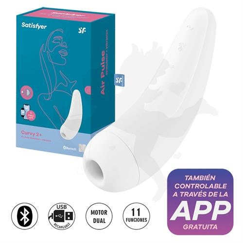 Satisfyer Curvy 2 succionador de clitoris blanco con control desde el celular